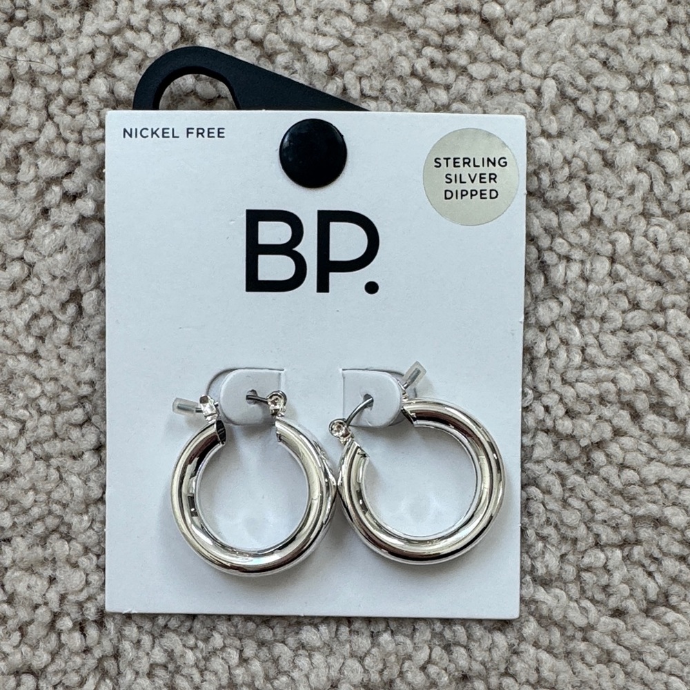 bp Polished Silver Hoop Earrings